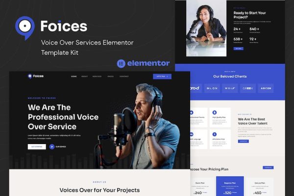 Foices – Voice Over Services Elementor Template Kit
