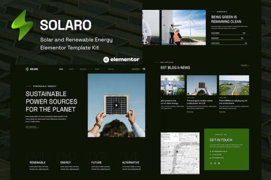 Solaro – Solar & Renewable Energy Elementor Template Kit
