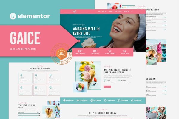 Gaice – Ice Cream Shop Elementor Template Kit