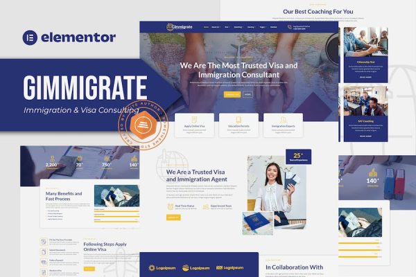 Gimmigrate – Immigration & Visa Consulting Elementor Template Kit