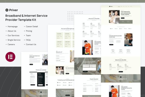 Priver – Broadband & Internet Service Provider Elementor Pro Template Kit