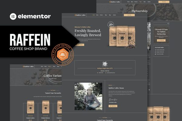 Raffein – Coffee Shop Brand Elementor Template Kit
