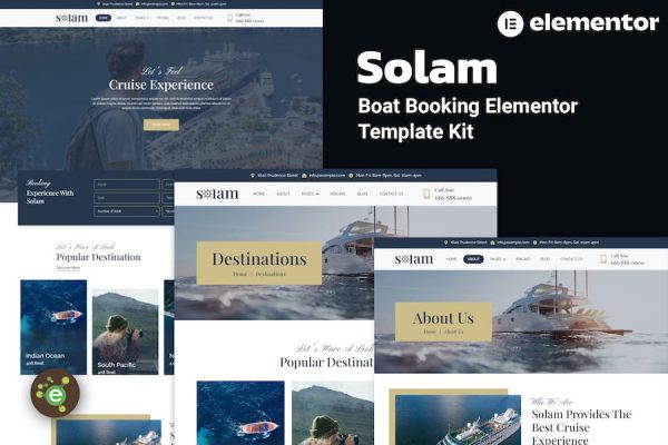 Solam – Boat Booking Elementor Pro Template Kit