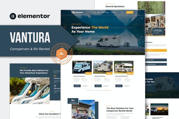 Vantura – Campervan & RV Rental Elementor Template Kit