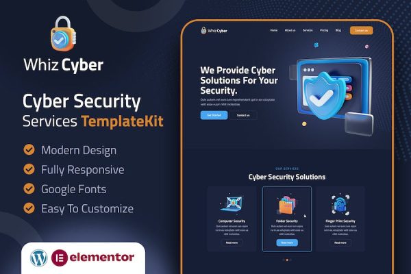 WhizCyber – Cyber Security Elementor Template Kit