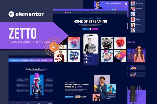 Zetto – Podcast & Streaming Production Elementor Template Kit
