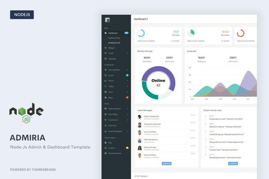 Admiria – Node Js Admin & Dashboard Template Admiria Node js ( EJS – embedded js ) is a bootstrap 5 beta-2 based fully responsive admin template.