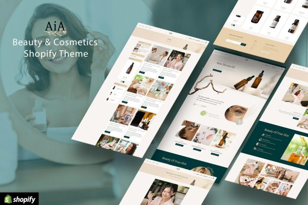 AIA - Beauty Cosmetics Shop Shopify Theme Personal Skincare, Perfumes, Luxury Body Wellness Products. Spa Beauty Cosmetics eCommerce Websites.