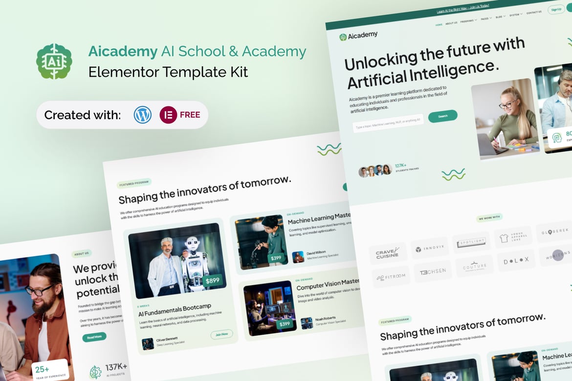 Aicademy – AI School & Academy Elementor Template Kit