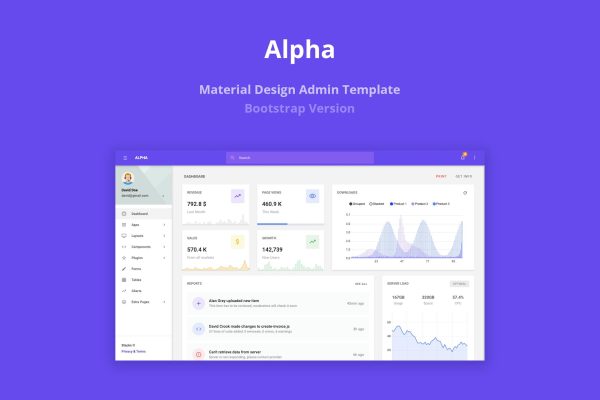 Alpha – Material Design Admin Template Alpha is clean and well designed template for any types of backend applications