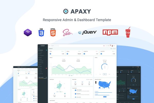 Apaxy – Admin & Dashboard Template Apaxy is a bootstrap 4 based fully responsive admin template with gulp and npm work flow.