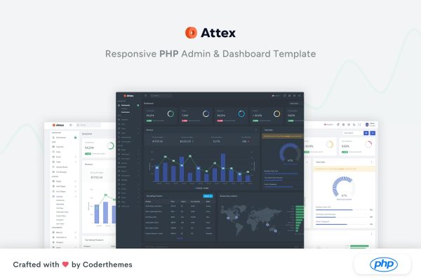 Attex – PHP Admin & Dashboard Template Attex is a fully featured premium admin template built on top of awesome Bootstrap 5.3.0 and PHP