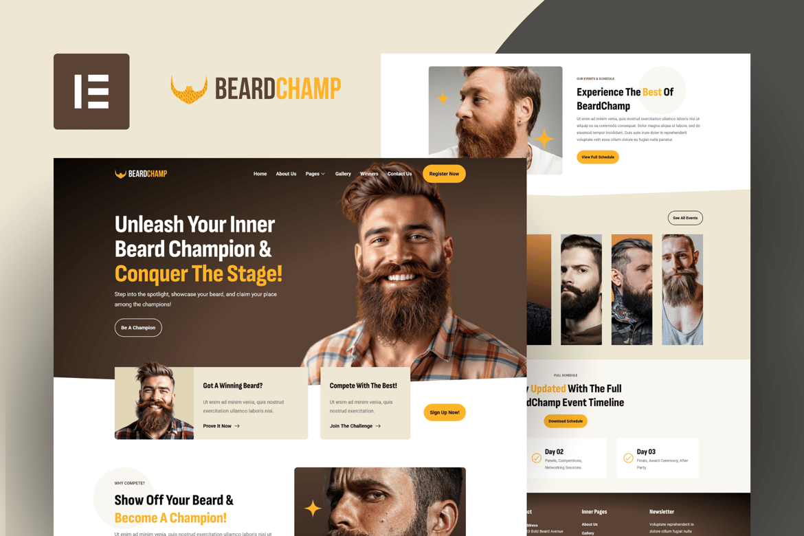 BeardChamp – Beard & Mustache Competition Elementor Template Kit