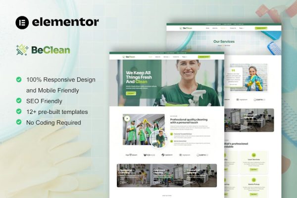 BeClean – Cleaning Service Company Elementor Pro Template Kit