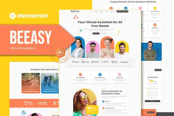 Beeasy – Virtual Assistant Elementor Pro Template Kit
