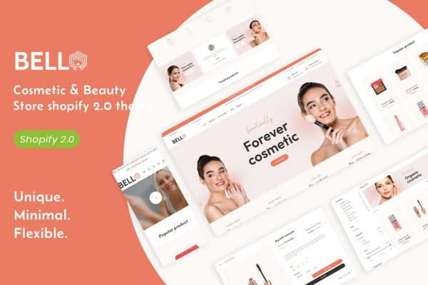 Bello - The Cosmetics & Beauty Responsive Shopify Health & Beauty Shopify Template,Fashion Clothing, Cosmetic & Accessories Clean