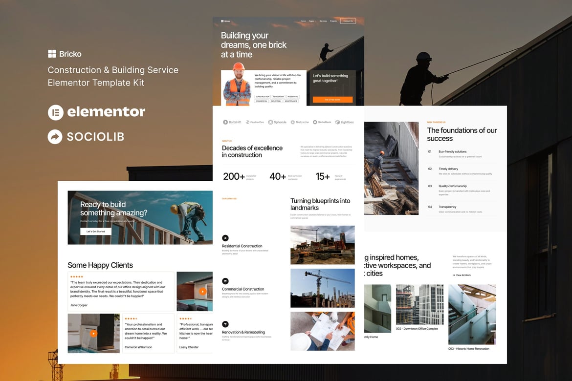 Bricko – Construction & Building Service Elementor Template Kit