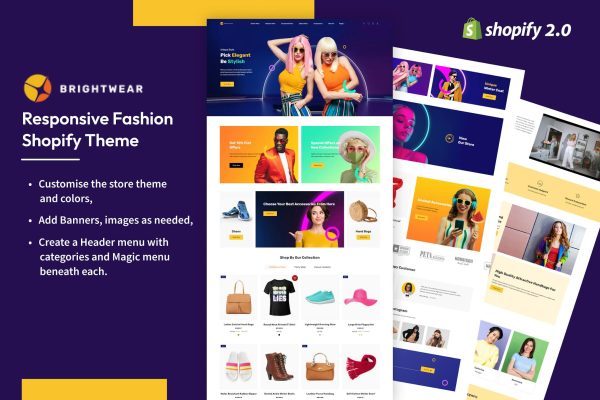 Brightwear - Responsive Fashion Shopify Theme Shopify Simple Clean Bags, Lifestyle Products, Gadget, Fashion Accessories eCommerce Store Template.