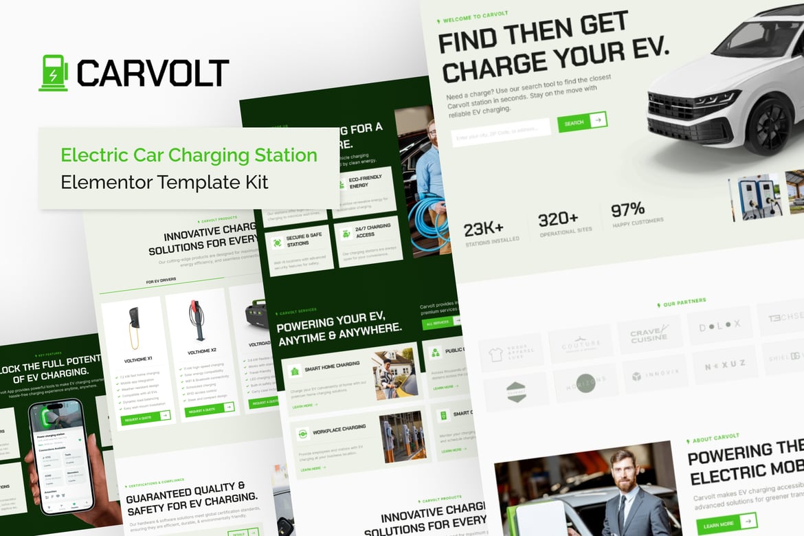 Carvolt – Electric Car Charging Station Elementor Template Kit