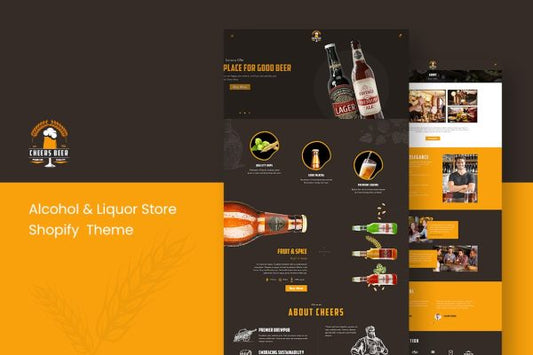 Cheerx - Alchocol & Liquor Store Shopify Theme Responsive Liquor, Winery, Energy Drinks Shop Template. Restaurant Menu, Itnery Showcase eCom Theme