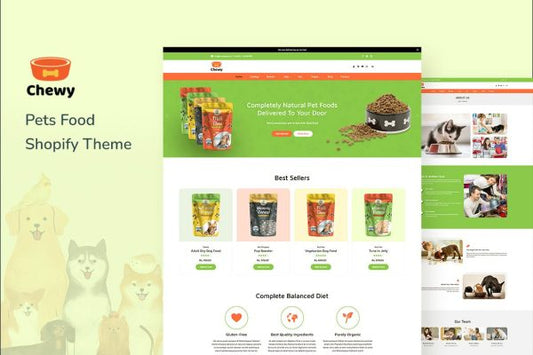 Chewy - Dog, Kitten & Pet Shop Shopify Theme Responsive Pet Store Shopify Template, Dog foods & Toys, Bird Feeds, Cages and Accessories Shops.