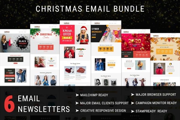 Christmas – Responsive Email Newsletter Templates Christmas email templates bundle contains 6 unique festival email templates for your email campaign