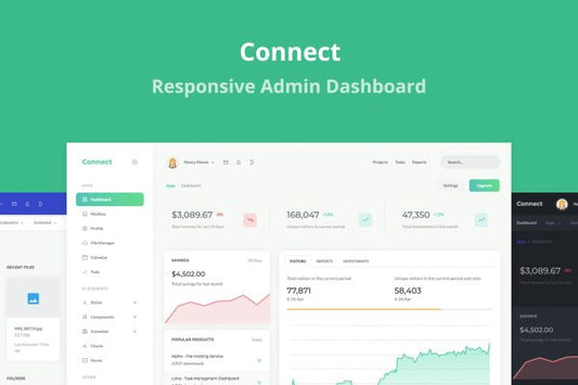 Connect – Responsive Admin Dashboard Template Connect is clean and well designed template for any types of backend applications