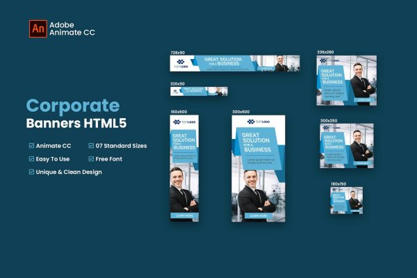 Corporate Business Banners HTML5 – Animate CC Corporate Business Banners HTML5 – Animate CC