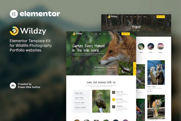 Wildzy ? Wildlife Photography Elementor Template Kit