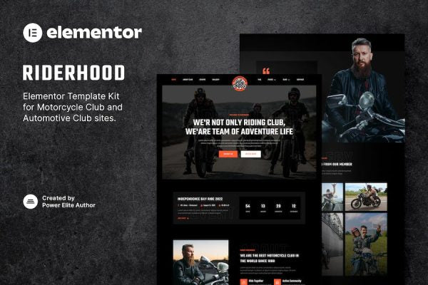 Riderhood ? Motorcycle Club Elementor Template Kit