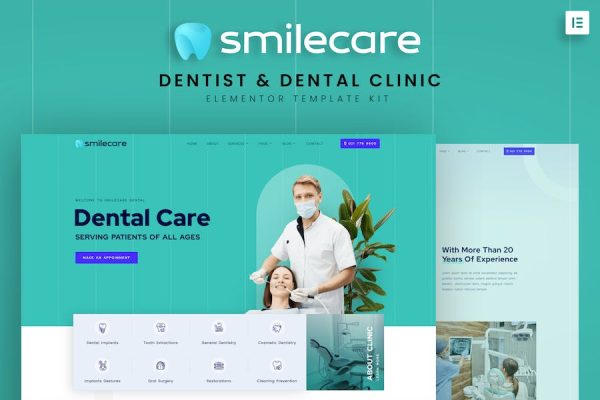 Smilecare – Dentist & Dental Clinic Elementor Template Kit