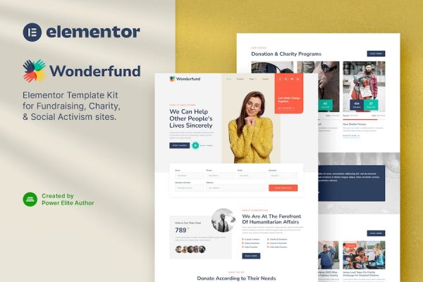 Wonderfund ? Fundraising & Charity Elementor Template Kit