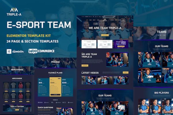 Triple-A – eSport Team Gaming WooCommerce Elementor Template Kit