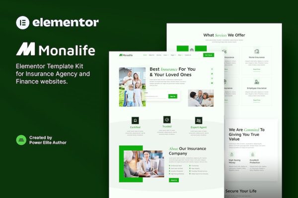 Monalife ? Insurance Agency & Finance Elementor Template Kit