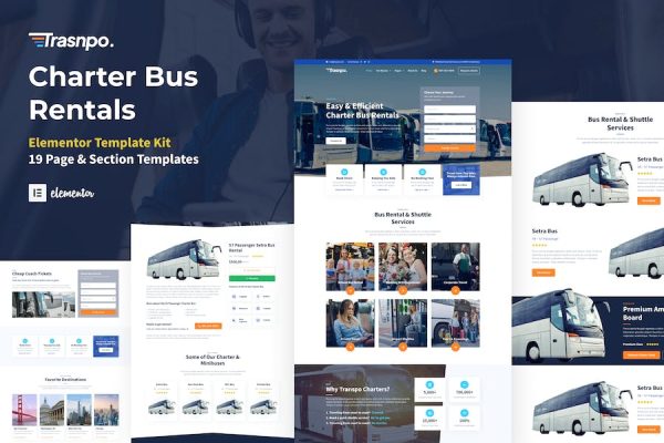 Transpo – Charter Bus Rental Company WordPress Elementor Template Kit