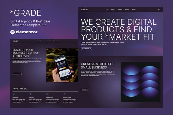 Grade – Creative Agency & Portfolios Elementor Template Kit
