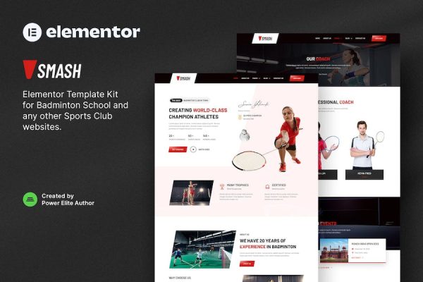 Smash ? Badminton School & Sports Club Elementor Template Kit