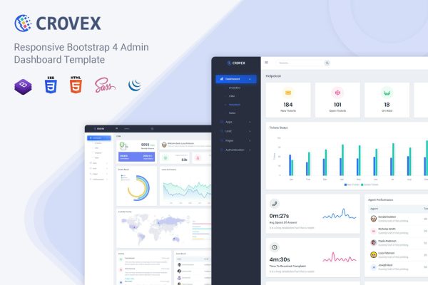 Crovex – Admin & Dashboard Template Crovex is a simple and modern admin template with super clean design.