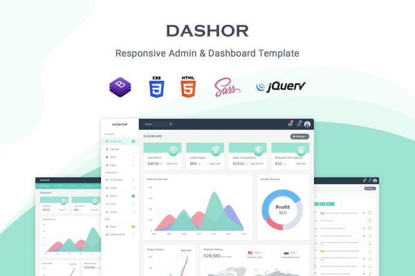 Dashor – Admin Dashboard Template Dashor is a bootstrap 4 based fully responsive admin template.