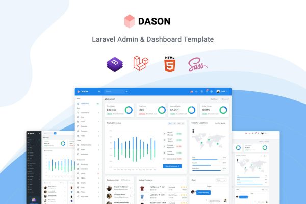 Dason – Laravel Admin & Dashboard Template Dason Laravel is a beautiful admin template built with Laravel 9, Bootstrap ^5.1.0, and webpack.