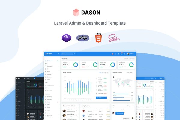 Dason – PHP Admin & Dashboard Template Dason PHP is a simple and beautiful admin template built with Bootstrap ^5.1.1 and gulp.