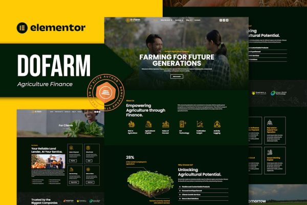 Dofarm – Agriculture Finance Elementor Pro Template Kit