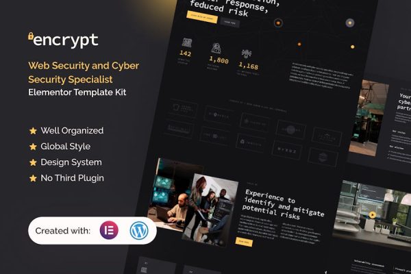 Encrypt – Cyber Security Specialist Elementor Pro Template Kit
