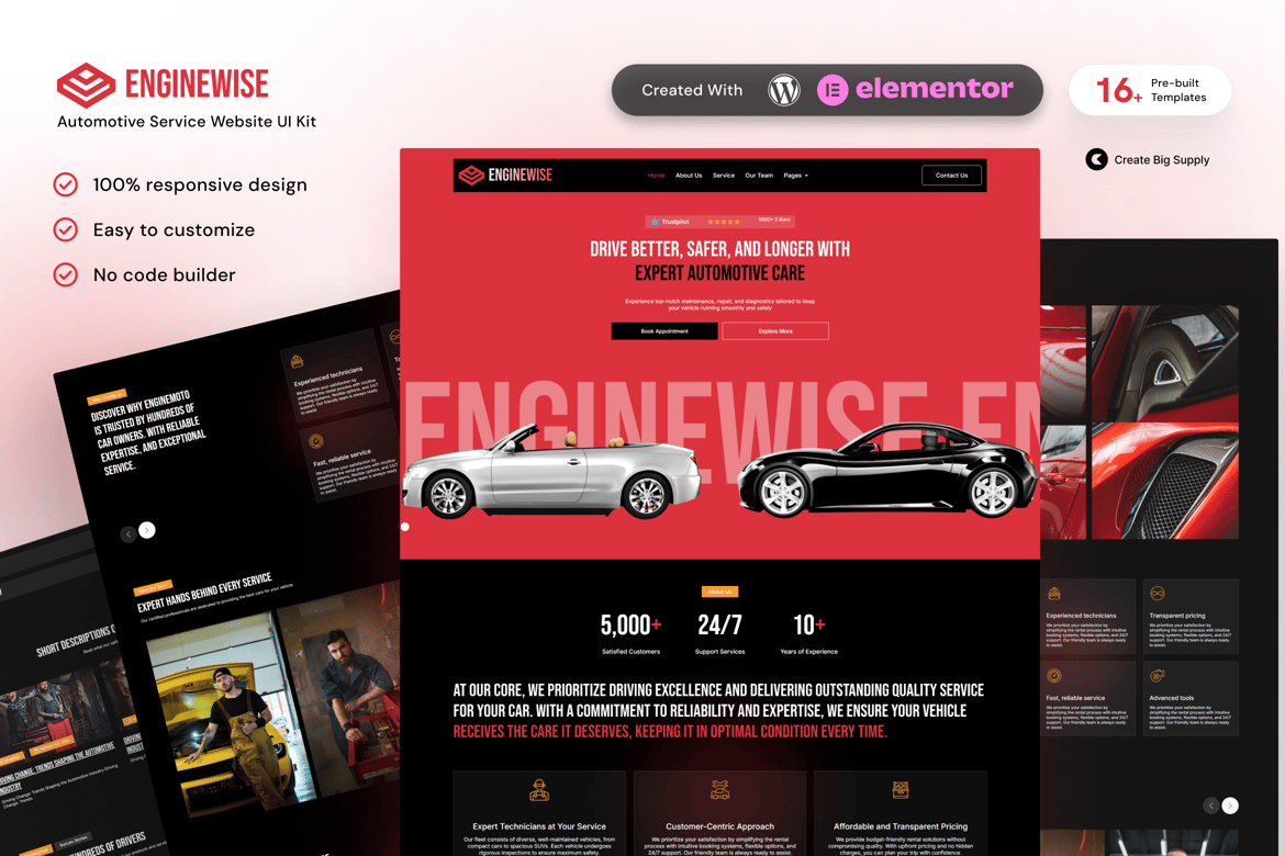 EngineWise – Automotive Service Elementor Template Kit