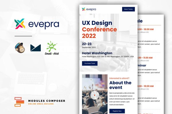 Evepra – Event / Conference Responsive Email Responsive Email Template for event and conferences