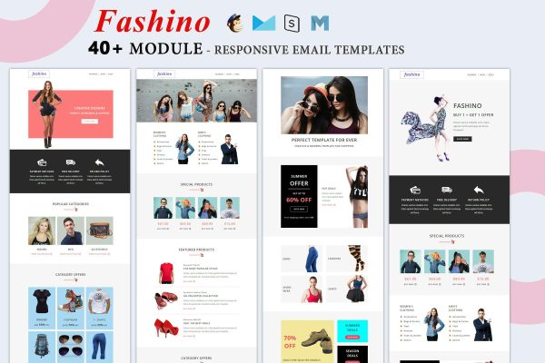 Fashino – Responsive Shop Email Templates Best shop fashion, shop, ecommerce email templates