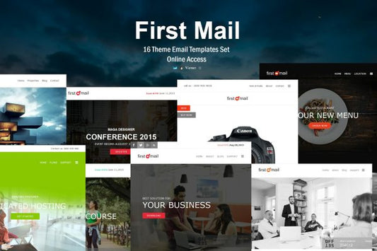 First Mail – 16 Unique Theme Email Templates Set 16 Email Marketing Templates Set .