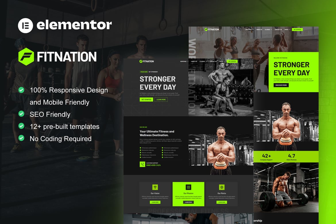 FitNation – Gym & Fitness Elementor Template Kit