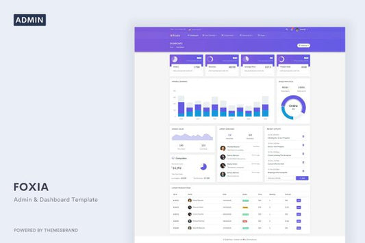 Foxia – Admin & Dashboard Template Foxia is a bootstrap 4 based fully responsive admin template.