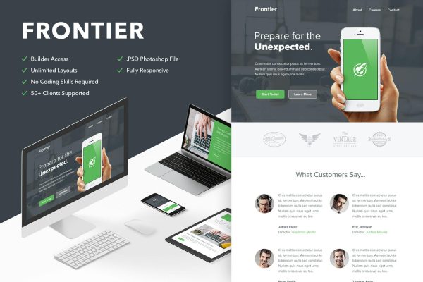 Frontier – Responsive Email + Themebuilder Access High quality responsive email newsletter template | MailChimp | Campaign Monitor supported